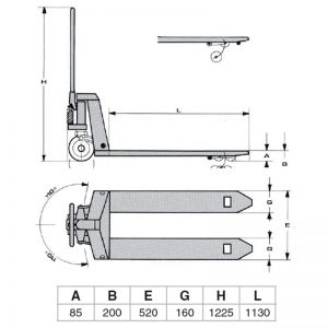 TP inox trasportatore manuale Samag disegno • PKM Industrial, S.A.